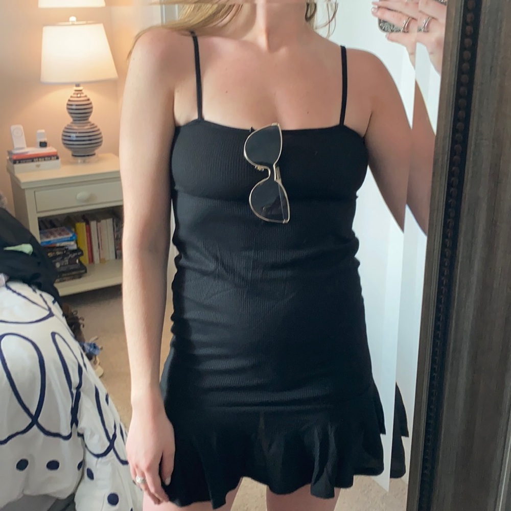 Black Flip Em Off Mini Dress